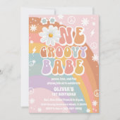 Invitation pour le 1er anniversaire Groovy Rainbow (Devant)