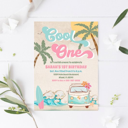 Invitation pour le 1er anniversaire Retro Surf