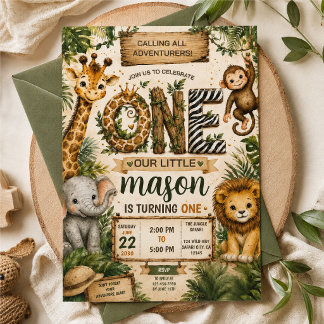 Invitation pour le 1er anniversaire Safari