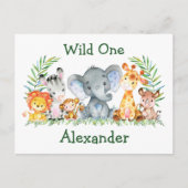 Invitation pour le 1er anniversaire Safari Animals (Devant)