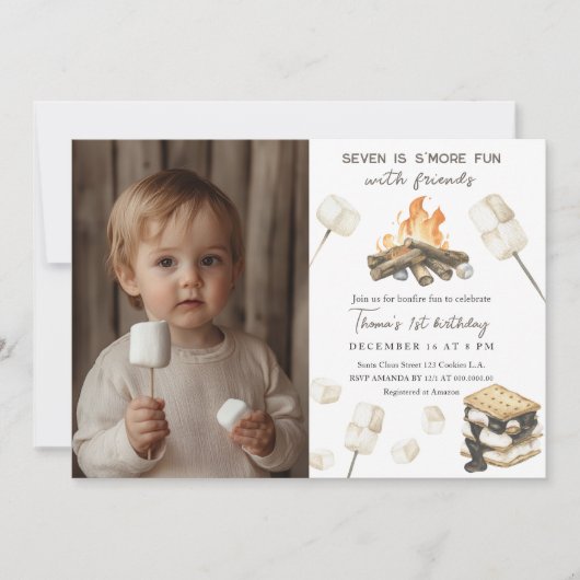 Invitation pour le 1er anniversaire S'more Fun Cam (Devant)