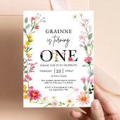 Invitation pour le 1er anniversaire Thème Fleur Sa