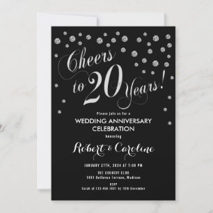 Invitation pour le 20e anniversaire en noir et arg