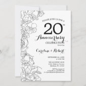Invitation pour le 20e Anniversaire - Fleurs Noire (Devant)