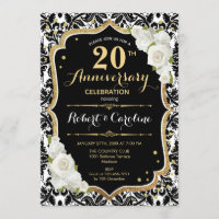 Invitation pour le 20e anniversaire - Noir Blanc O