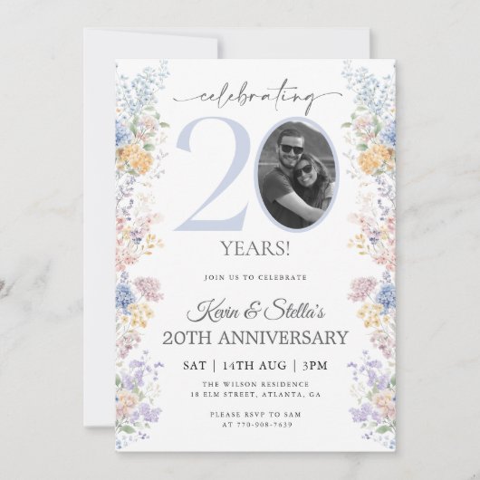 Invitation pour le 20ème anniversaire avec motif f (Devant)