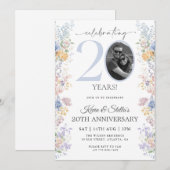 Invitation pour le 20ème anniversaire avec motif f (Devant / Derrière)