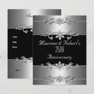 Invitation pour le 25e anniversaire Élégant Noir A