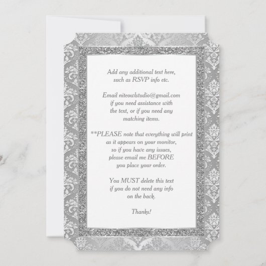 Invitation pour le 25e Anniversaire | FAUX Paillet (Dos)