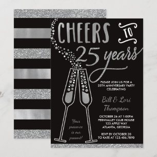 Invitation pour le 25e anniversaire, paillettes/fo