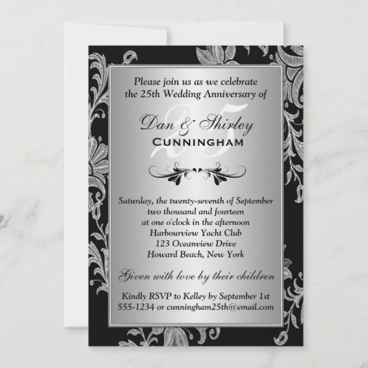 Invitation pour le 25ème anniversaire de mariage d (Dos)