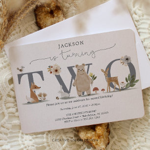 Invitation pour le 2e anniversaire Boho Woodland