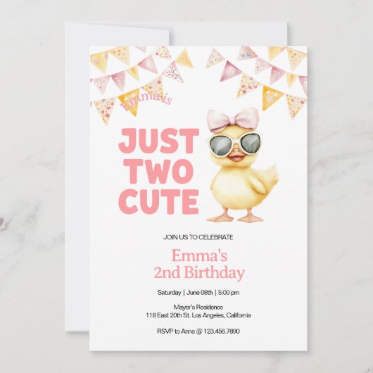 Invitation pour le 2e anniversaire de Canard Jaune (Devant)