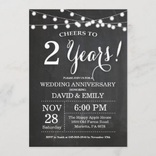 Invitation pour le 2e anniversaire de mariage tabl