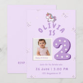 Invitation pour le 2ème anniversaire de Bébé Fille (Devant / Derrière)
