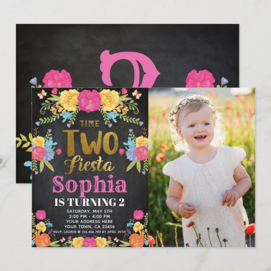 Invitation pour le 2ème anniversaire de Fiesta (Devant / Derrière)