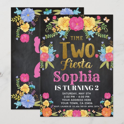 Invitation pour le 2ème anniversaire de Fiesta (Devant / Derrière)