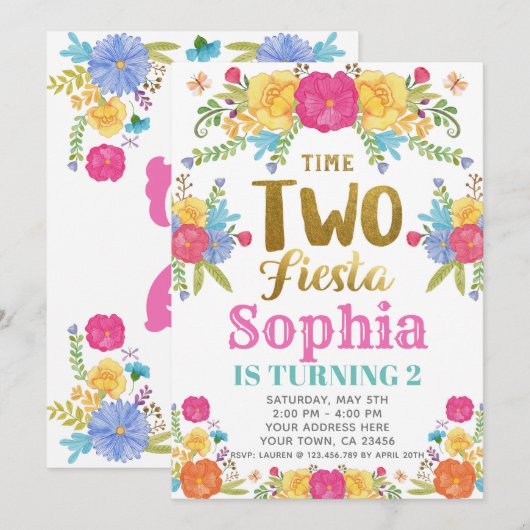 Invitation pour le 2ème anniversaire de Fiesta (Devant / Derrière)