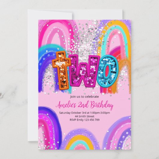 Invitation pour le 2ème anniversaire de fille (Devant)