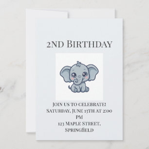 Invitation pour le 2ème anniversaire d'un bébé élé