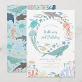 Invitation pour le 2ème anniversaire sous la mer (Devant / Derrière)