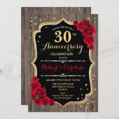 Invitation pour le 30e anniversaire - Bois rustiqu (Devant / Derrière)