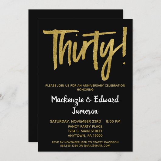 Invitation pour le 30e anniversaire de mariage Bla (Devant / Derrière)