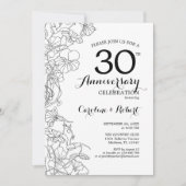 Invitation pour le 30e anniversaire - Floral noir  (Devant)