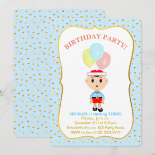 Invitation pour le 3ème anniversaire d'un garçon m