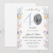 Invitation pour le 40e anniversaire avec motif flo (Devant / Derrière)