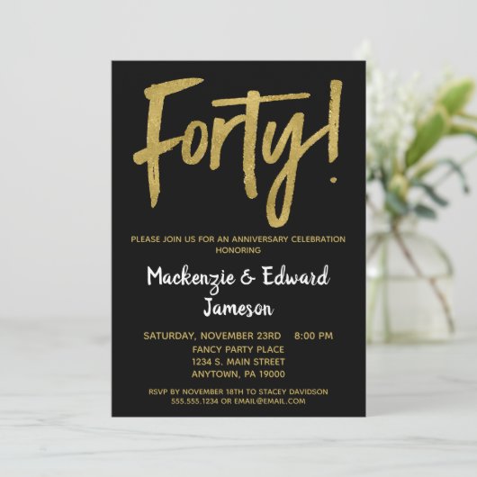 Invitation pour le 40e anniversaire de mariage Bla (Debout devant)