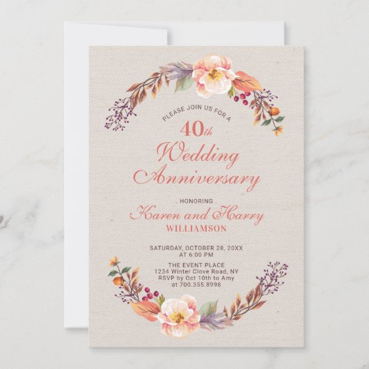 Invitation pour le 40e anniversaire de mariage flo (Devant)