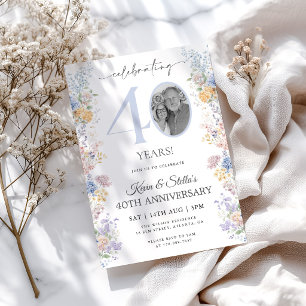 Invitation pour le 40e Anniversaire Floral Avec Ph