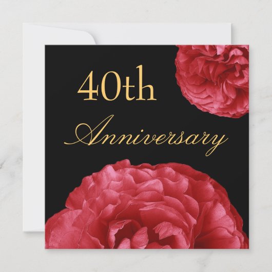 Invitation pour le 40e Anniversaire - Roses ROUGES (Devant)