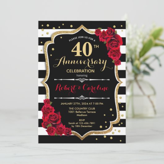 Invitation pour le 40e Anniversaire - Rouge Or Noi (Debout devant)