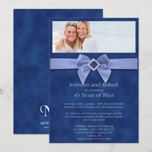 Invitation pour le 45e anniversaire de mariage - N (Devant / Derrière)