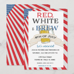 Invitation pour le 4 juillet Red White and Brew