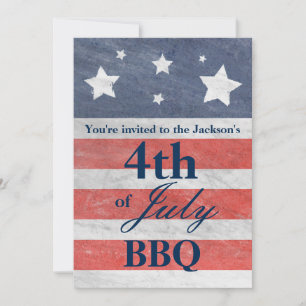 Invitation pour le 4 juillet Rouge Blanc Bleu Étoi