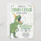 Invitation pour le 4e anniversaire de dinosaure (Devant)