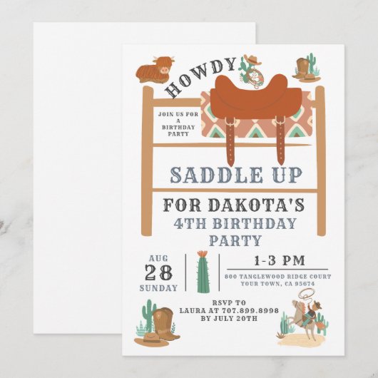 Invitation pour le 4e anniversaire de Wild West Co (Devant / Derrière)