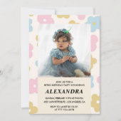 Invitation pour le 4ème anniversaire Fleurs rétro (Devant)
