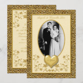 Invitation pour le 50e Anniversaire avec Cœur Doré (Devant / Derrière)