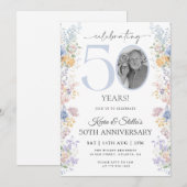 Invitation pour le 50e anniversaire avec motif flo (Devant / Derrière)