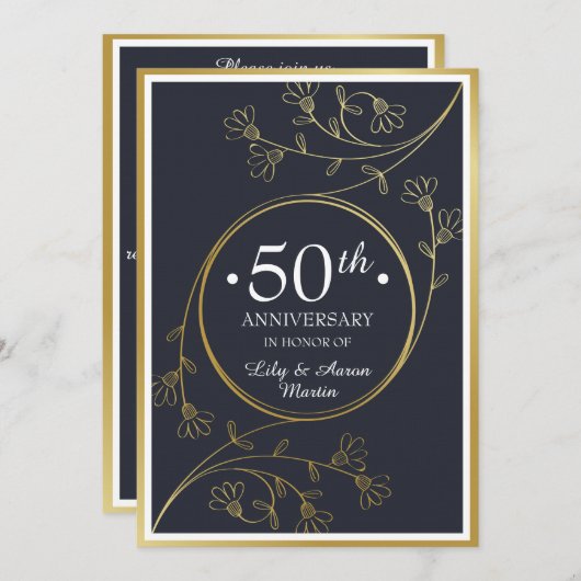 Invitation pour le 50e anniversaire de mariage Fle (Devant / Derrière)