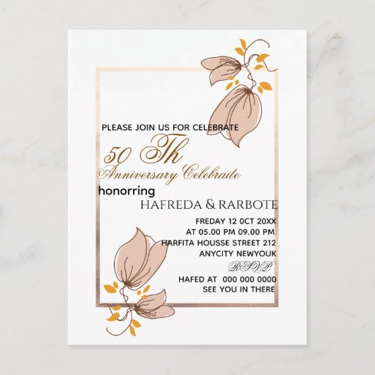 Invitation pour le 50e Anniversaire de Mariage, No (Devant)