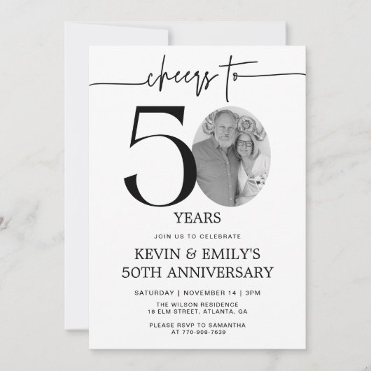Invitation pour le 50e anniversaire de mariage Sim (Devant)