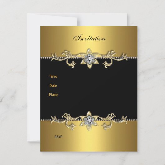 Invitation pour le 50e anniversaire Élégant Noir O (Dos)