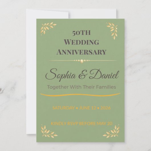Invitation pour le 50e Anniversaire | Romance Élég (Devant)