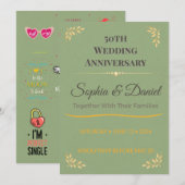 Invitation pour le 50e Anniversaire | Romance Élég (Devant / Derrière)