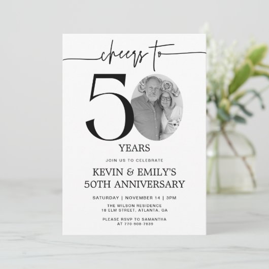 Invitation pour le 50e anniversaire Simple Photo (Debout devant)